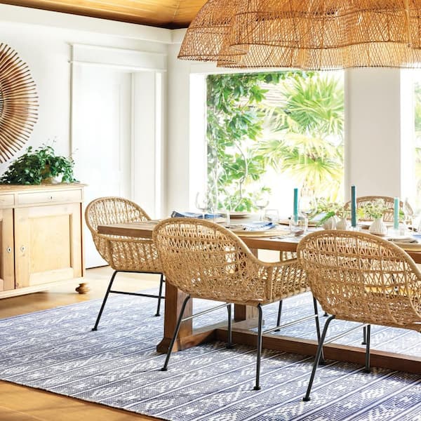 Dharma Handwoven Blue 5 ft. x 8 ft. Outdoor Area Rug