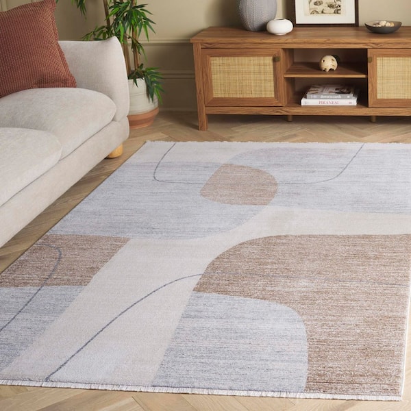 Forum 5 ft. x 7 ft. Ivory/Gray Brown Geometric Abstract Area Rug