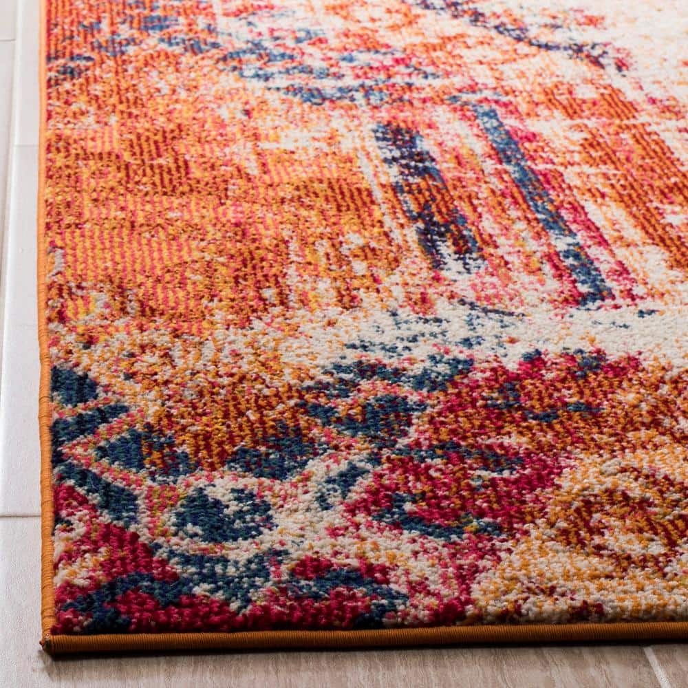 Bohemian-Chic Monaco Orange Multicolor Rectangular Area Rug