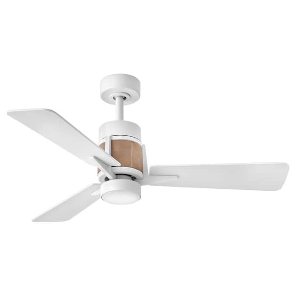 HINKLEY - Atticus 42.0 in. Indoor/Outdoor Integrated LED Matte White Ceiling Fan with Remote Control