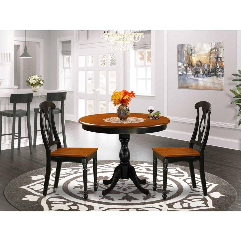 3-Piece Black and Cherry Finish Solid Wood Top - Dining Room Set - Seats-4 price history on PriceWatchPro
