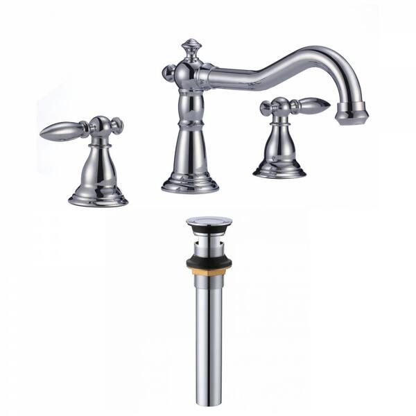 Unbranded Cheer 8 in. Widespread Double Handle Bathroom Faucet in Brushed Chrome