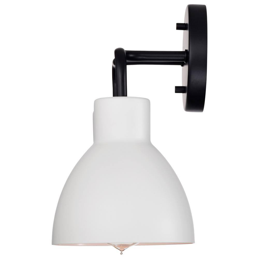 Sloan Matte Black and White Bell Vanity Light, 2-Light Direct Wire