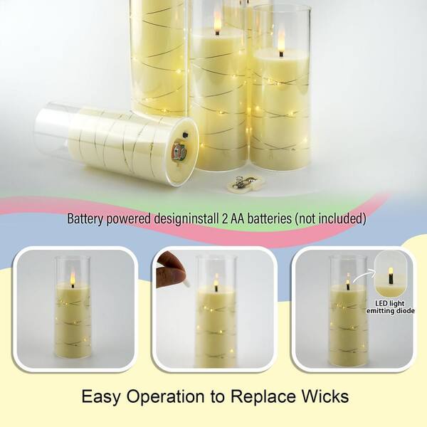 Ivory Flameless LED Candles with Timer Set of 5 TG-FC-5PIY - The