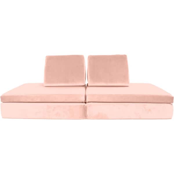 Critter Sitters Lil Lounger Kids Play Couch with 2 Foldable Base Cushions and 2 Triangular Pillows in Lionfish