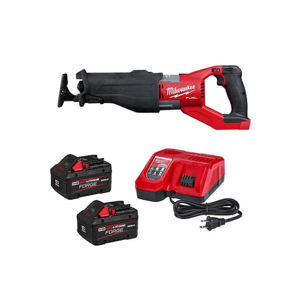 M18 FUEL 18V Lithium-Ion Brushless Cordless Super SAWZALL Reciprocating Saw w/ (2) FORGE 8.0 Ah Batteries & Charger