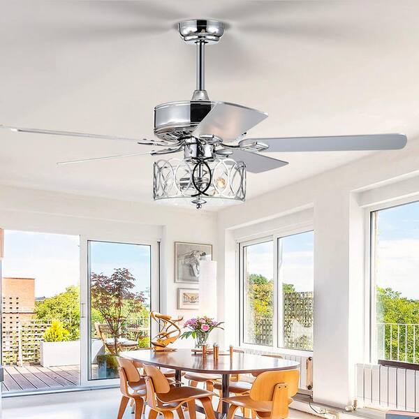 BANSA ROSE 52 in. Indoor/Outdoor Chrome LED Ceiling Fan with