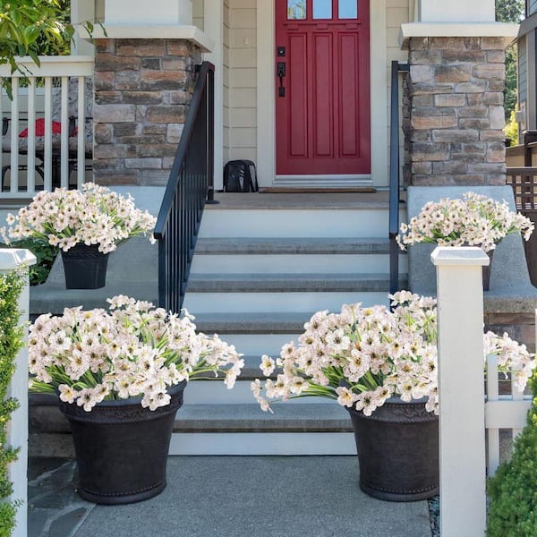 13 in. White 24 Bundles Artificial other Flowers for Outdoors