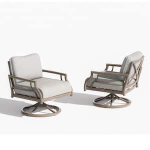 Lamando 2-Piece Aluminum Patio Outdoor Swivel Lounge Chair Set with Light Mixed Gray Cushions