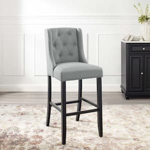 Baronet Tufted Button Upholstered Fabric Bar Stool in Light Gray