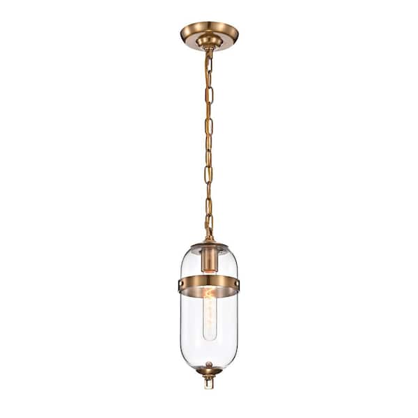 Edvivi Winslett 1-Light Natural Brass Modern Mini Pendant with Clear Glass Capsule Shade