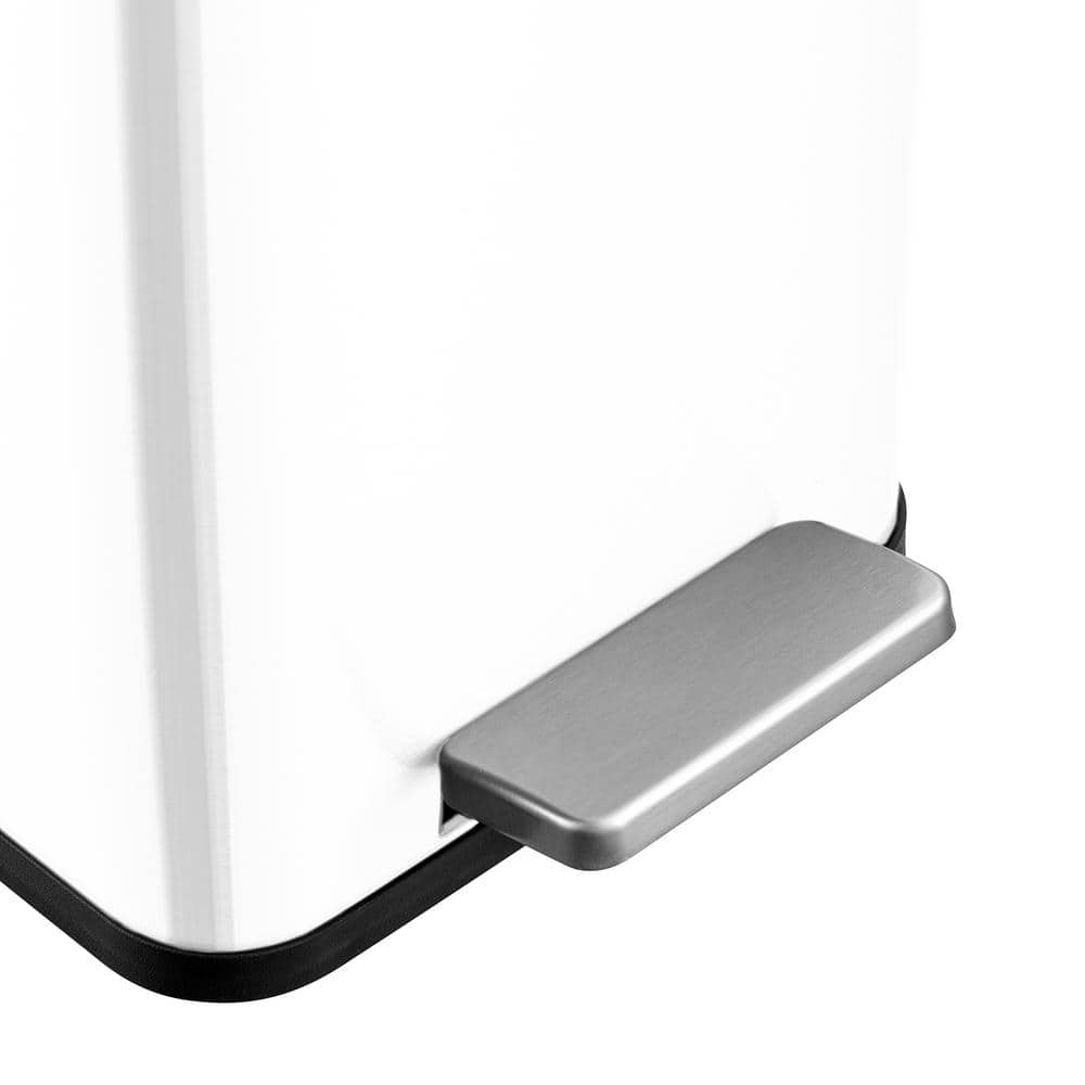 White Stainless Steel 2.6 Gallon Step-On Trash Can