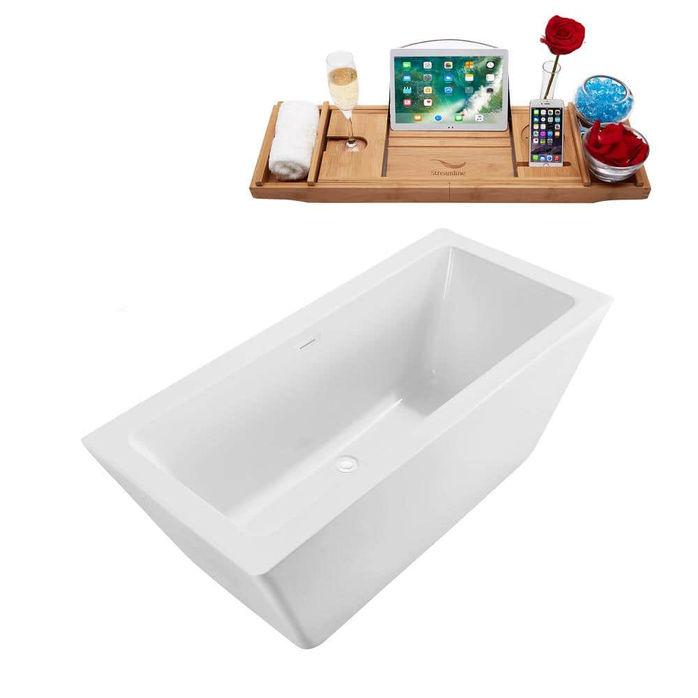 Glossy White Acrylic Freestanding Clawfoot Bathtub
