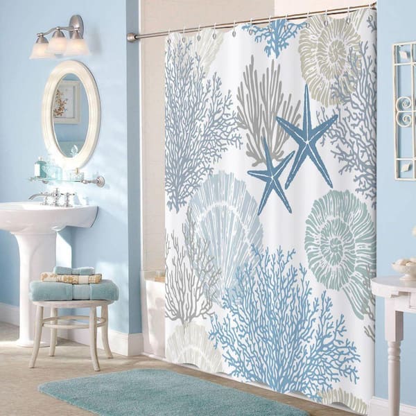 JFVKAF Nautical Coastal Shower Curtain 72x72 Themed Waterproof