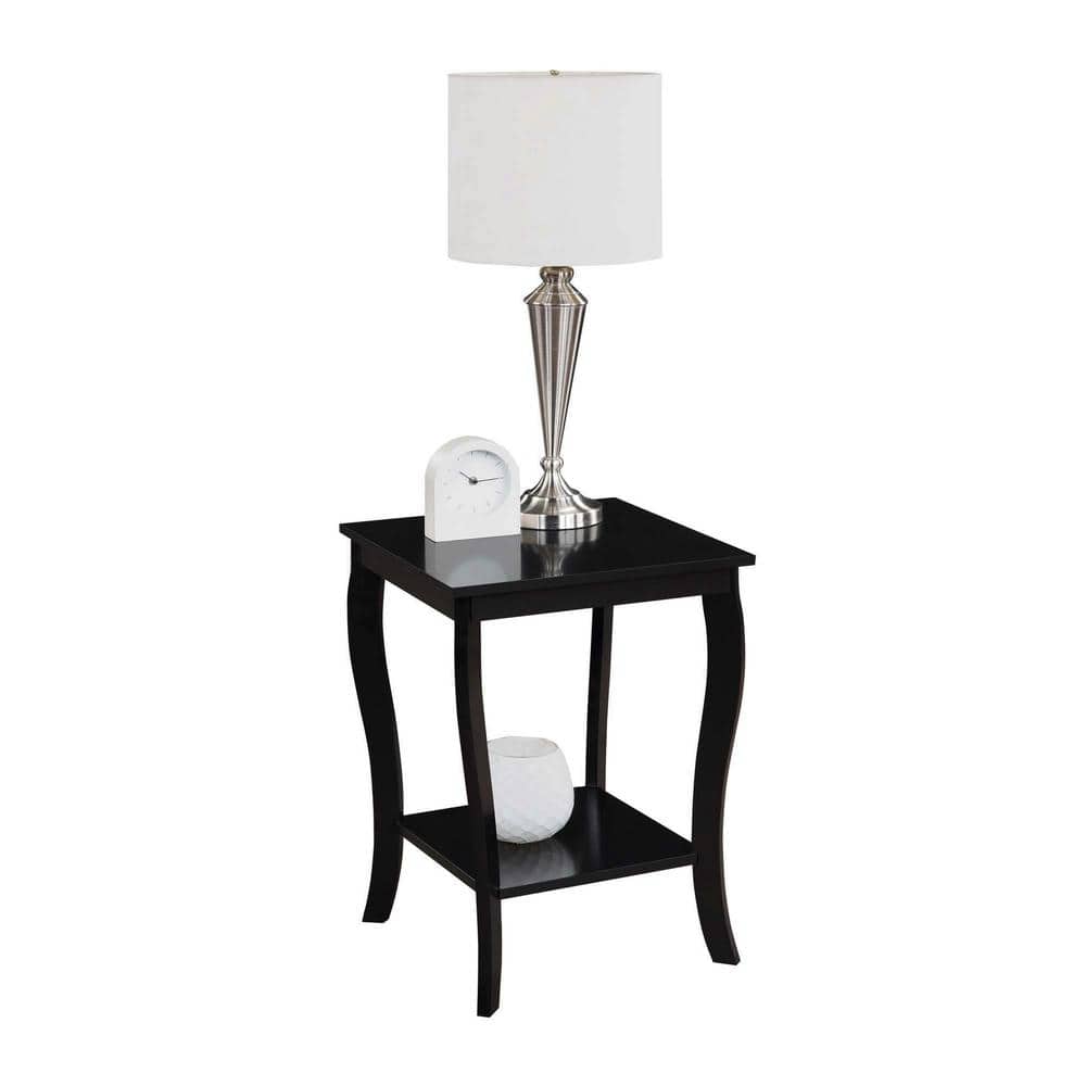 Heritage Square Black Rubberwood Dual-Tier End Table