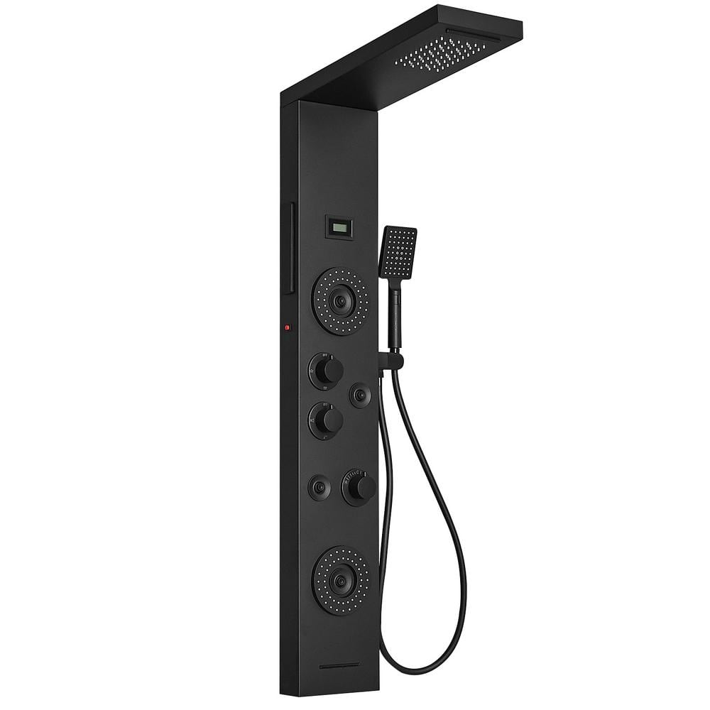 Matte Black 47'' Shower Panel System with LED Light and Body Jets