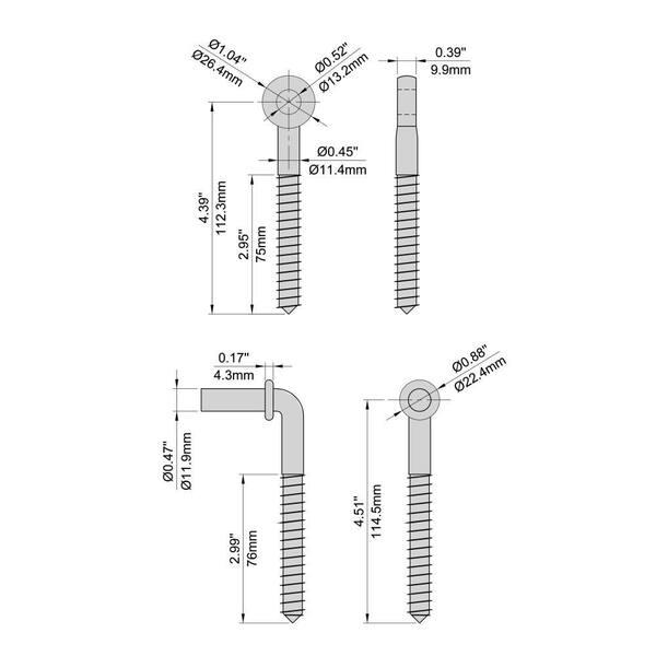 Barrette Outdoor Living 9.312 in x 2.25 in Screw Hook and Eye Hinge
