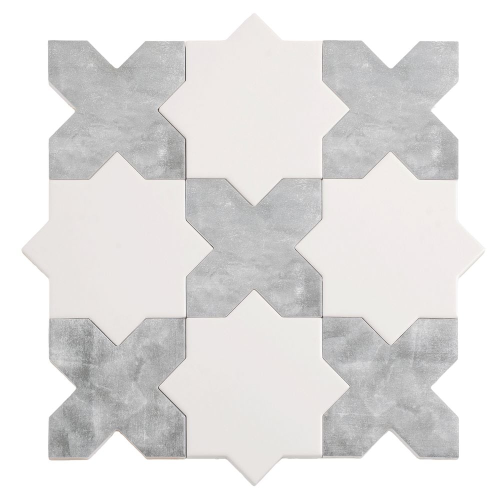 Siena 5.4 in. x 5.4 in. White Star with Gray Cross Matte Ceramic Wall and Floor Sample Tile (0.4 sq. ft.) price history on PriceWatchPro
