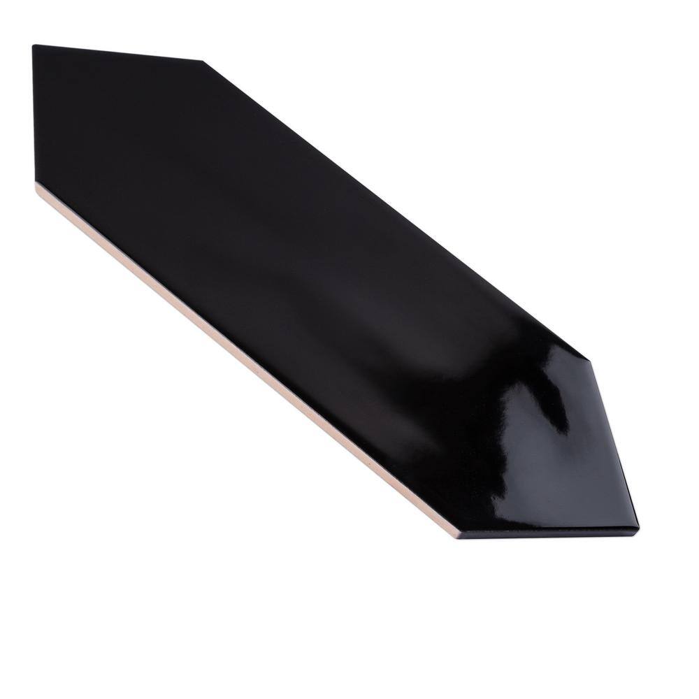 Taylor Black Polished Ceramic Picket Wall Tile 4x12