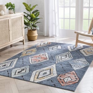 Envie Cesena Blue 7 ft. 10 in. x 9 ft. 10 in. Tribal Moroccan Diamond Area Rug
