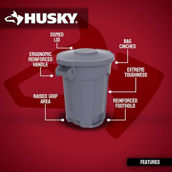 10 gal. Grey Heavy Duty Commercial Outdoor Trash Can with Domed Lid