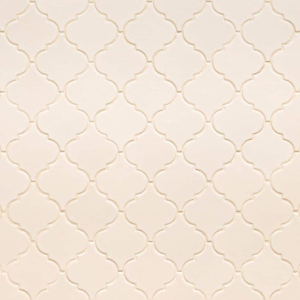 Antique White Arabesque 11 in. x 15 in. Glossy Ceramic Mesh-Mounted Mosaic Floor and Wall Tile (11.7 sq. ft. /case) price history on PriceWatchPro