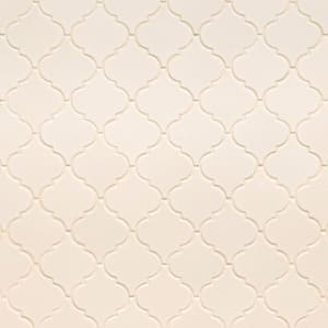 Antique White Arabesque 11 in. x 15 in. Glossy Ceramic Mesh-Mounted Mosaic Floor and Wall Tile (11.7 sq. ft. /case)