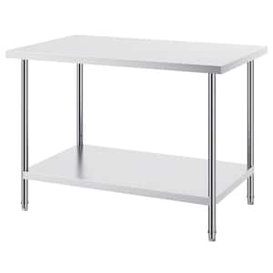 30 x 48 x 34 in. Stainless Steel Kitchen Prep Table, 880 lbs. Load Capacity, Worktable with 3 Adjustable Heights