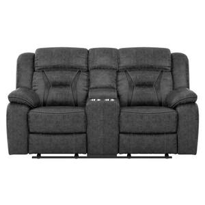 Driscoll 74.5 in. W Flared Arm Microfiber Straight Double Reclining Loveseat in Gray