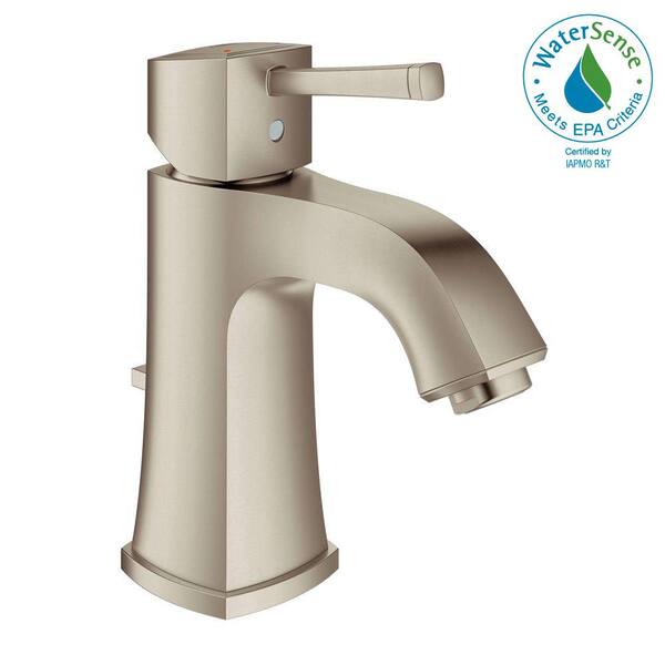GROHE Grandera Deck-Mount 4 in. Centerset Single-Handle Low Arc Bathroom Faucet in Brushed Nickel Infinity Finish