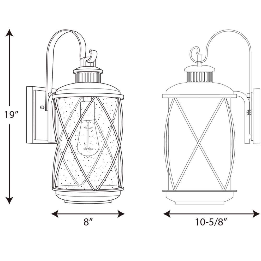 Black Aluminum Medium Wall Lantern with Clear Seeded Glass Shade