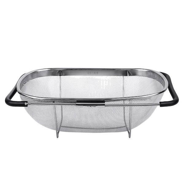 6 qt. Stainless Steel Over The Sink Colander for Straining, Draining and Rinsing Fruits and Vegetables (1-Pack)