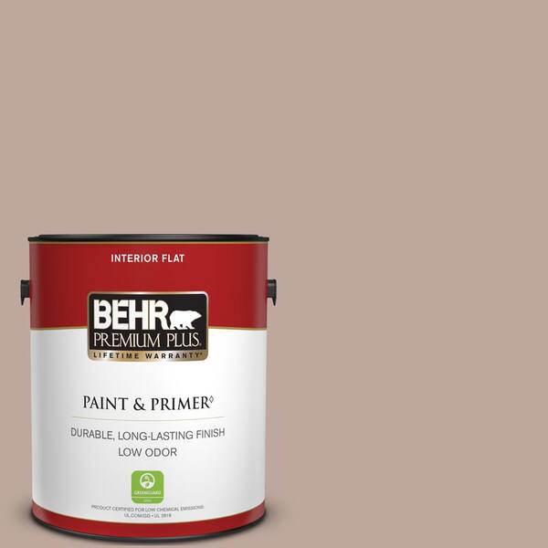 BEHR PREMIUM PLUS 1 gal. #PWL-88 Heavenly Cocoa Flat Low Odor Interior Paint & Primer