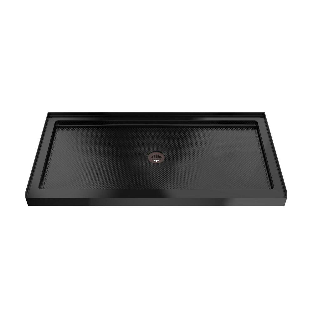 SlimLine 60 in. L x 30 in. W Alcove Rectangular Black Shower Pan Base with 2 in. Round Center Drain in Oil Rubbed Bronze price history on PriceWatchPro