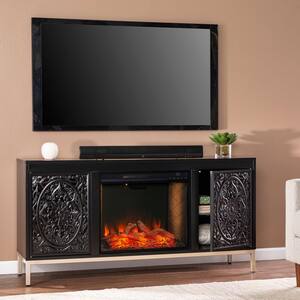 Magerly 58 in. Smart Electric Fireplace in Black and Champagne