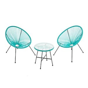 3-Piece Blue Portable Folding Table and Chair Set