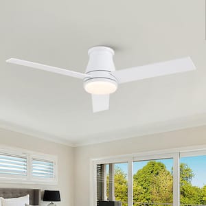 Light Pro 48 in. Indoor White Low Profile Standard Ceiling Fan with Bright Integrated LED and Remote Control