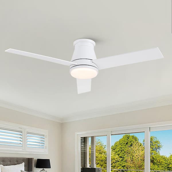 Light Pro 48 in. Indoor White Low Profile Standard Ceiling Fan with Bright Integrated LED and Remote Control