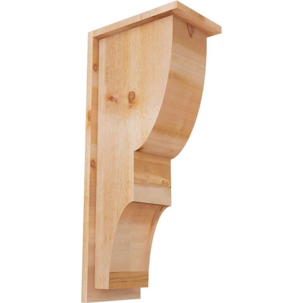 Ekena Millwork 8 in. x 12 in. x 28 in. Western Red Cedar Ridgewood Rough Sawn Corbel with Backplate