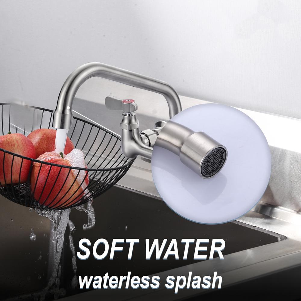 Brushed Nickel 8-Inch Double Handle Wall Mount Faucet