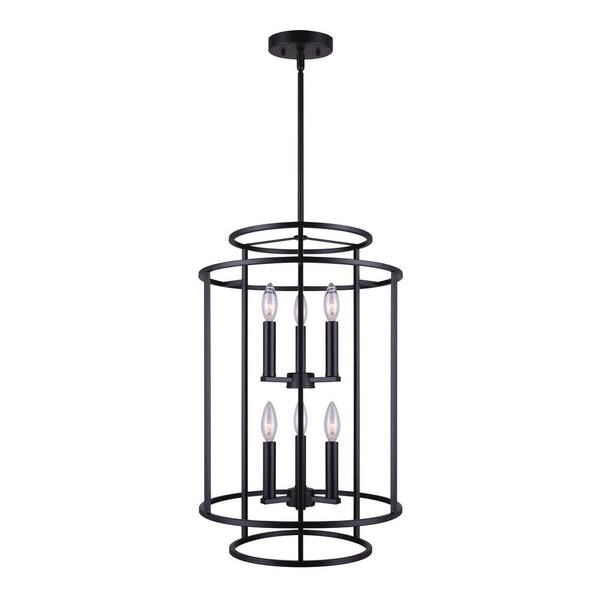 CANARM Luca 6-Light Matte Black Chandelier ICH757A06BK16 - The Home Depot