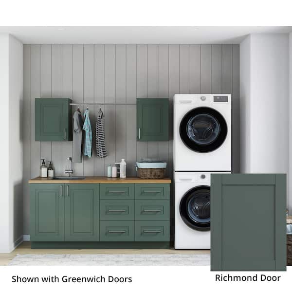 MILL'S PRIDE Richmond Aspen Green Plywood Shaker Stock Ready to Assemble Kitchen-Laundry Cabinet Kit 24 in. W. x 79 in. x 72 in.