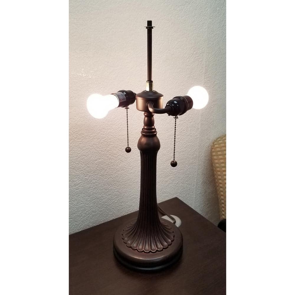 23" Bronze Stained Glass Floral Butterfly Table Lamp