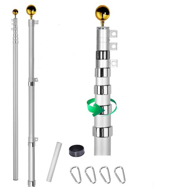 Cisvio 20 ft. Sectional Aluminum Flagpole with Ball (Not Including Flags)