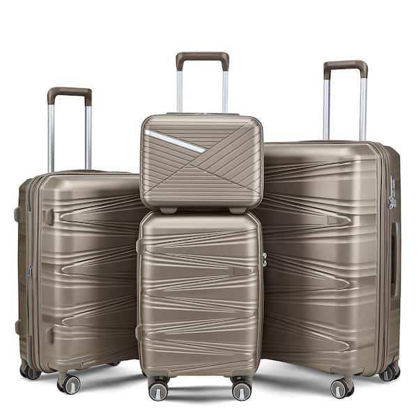 OLUMAT 4-Piece Champagne Security and Convenience Luggage Set