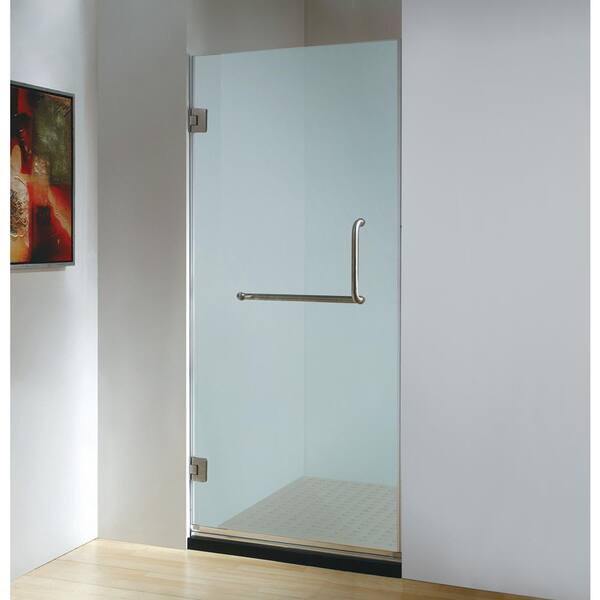 Dreamwerks 30 in. x 79 in. Frameless Hinged Shower Door Frosted Class ...