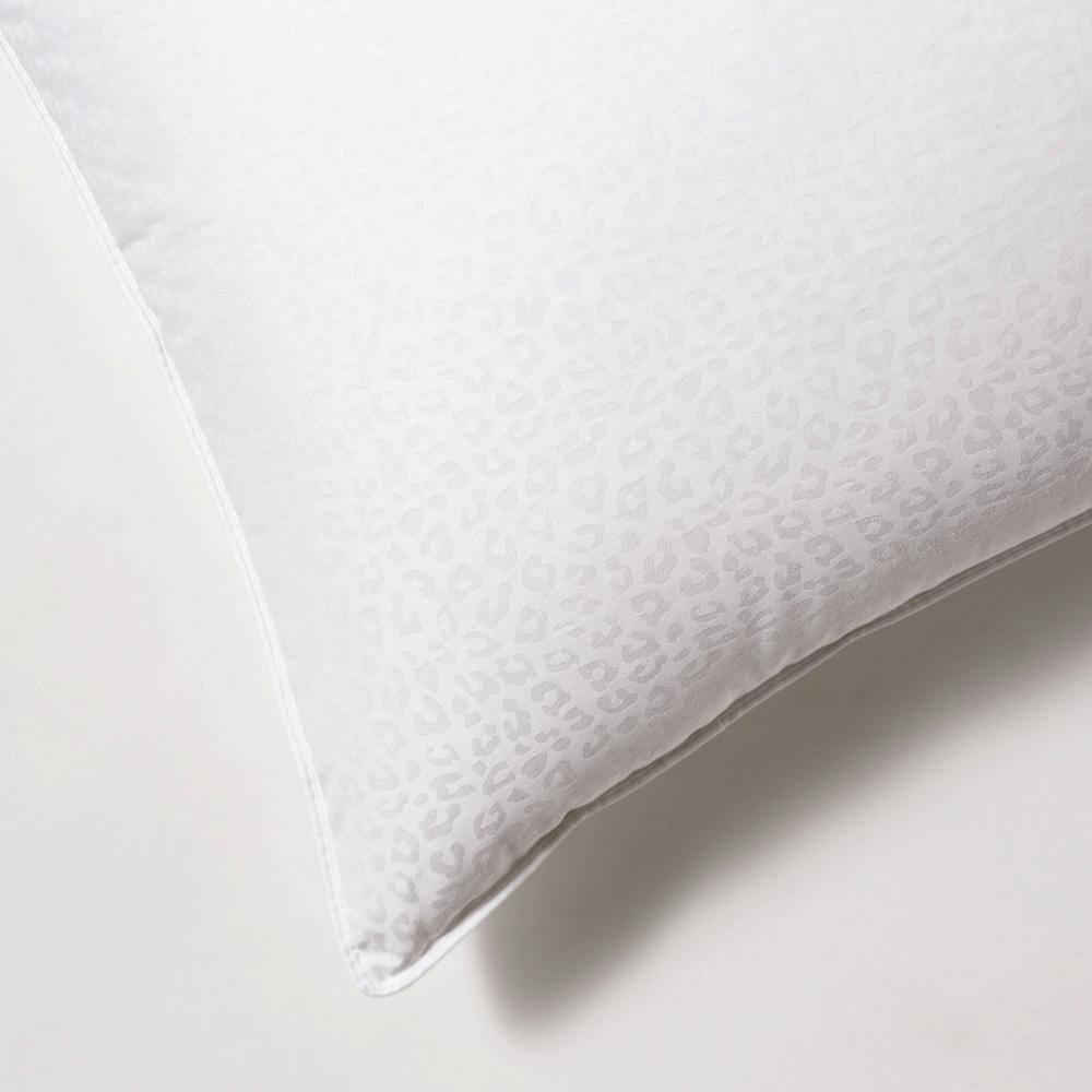 Standard White Down Leopard Jacquard Pillow with 300 Thread Count