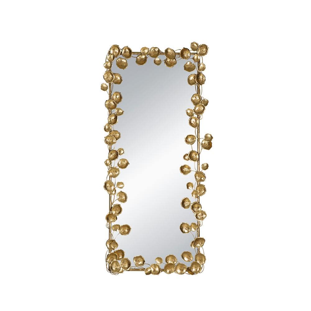31 in. W x 61 in. H Full Length Mirror with Golden Leaf Accents, Floor Miir