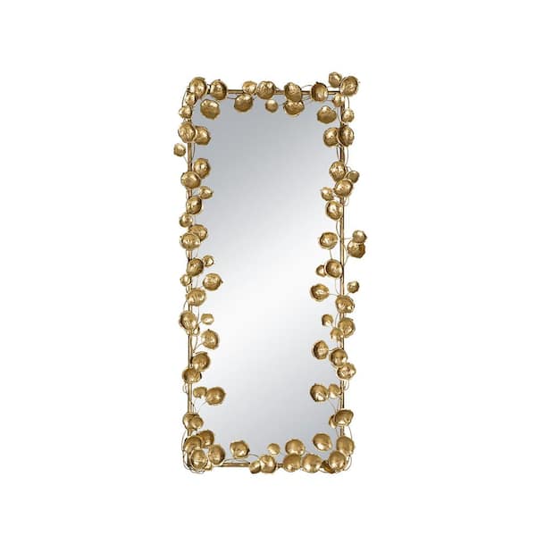 Unbranded 31 in. W x 61 in. H Full Length Mirror with Golden Leaf Accents, Floor Miiror for Living Room Bedroom