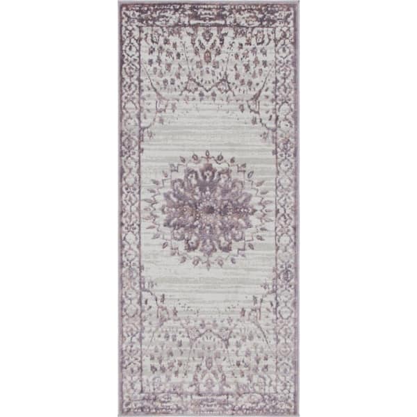 Unique Loom Aberdeen Derbyshire Violet 2 ft. 7 in. x 6 ft. Runner Rug